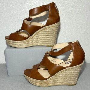 Karl Lagerfeld Paris Savoie Leather Espadrille Wedge Sandals